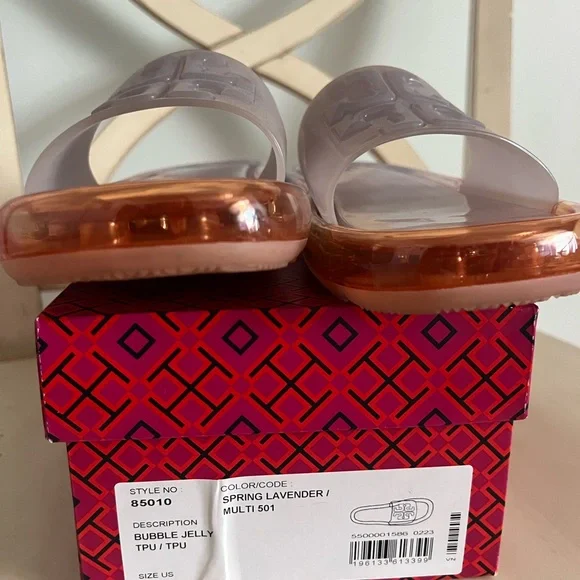 Tory Burch Lavender and Orange Slide Sandals - Picture 2 of 4